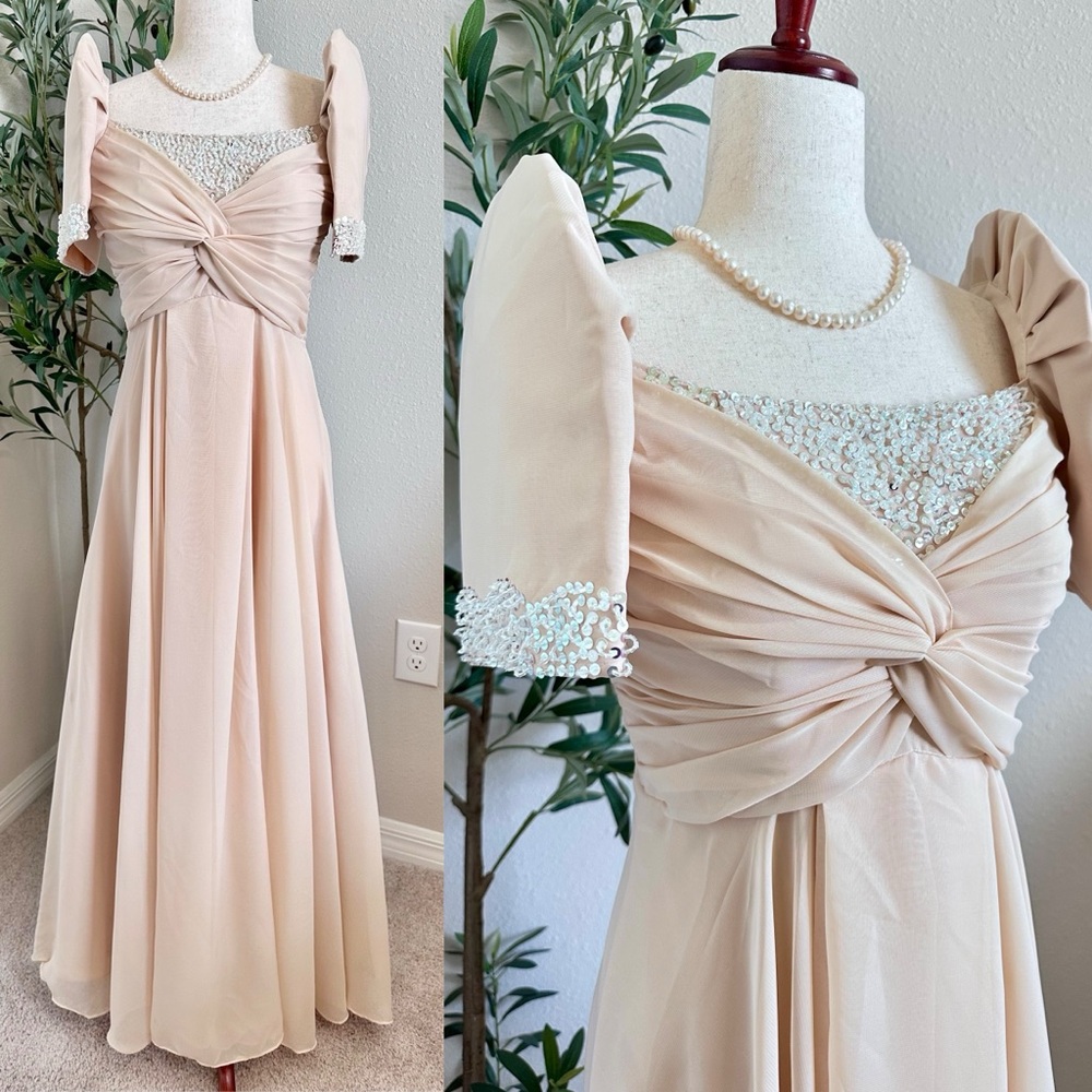 Beautiful Cream beaded Terno Filipina Gown